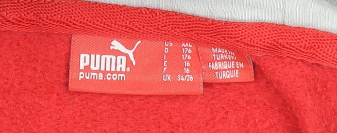 Puma Womens Red Cropped Hoodie UK Size 10-12 Cotton Blend