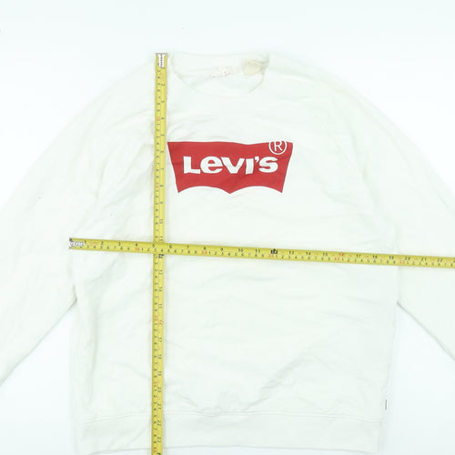 Levi's Women's White Logo Crew Neck Pullover Sweatshirt M