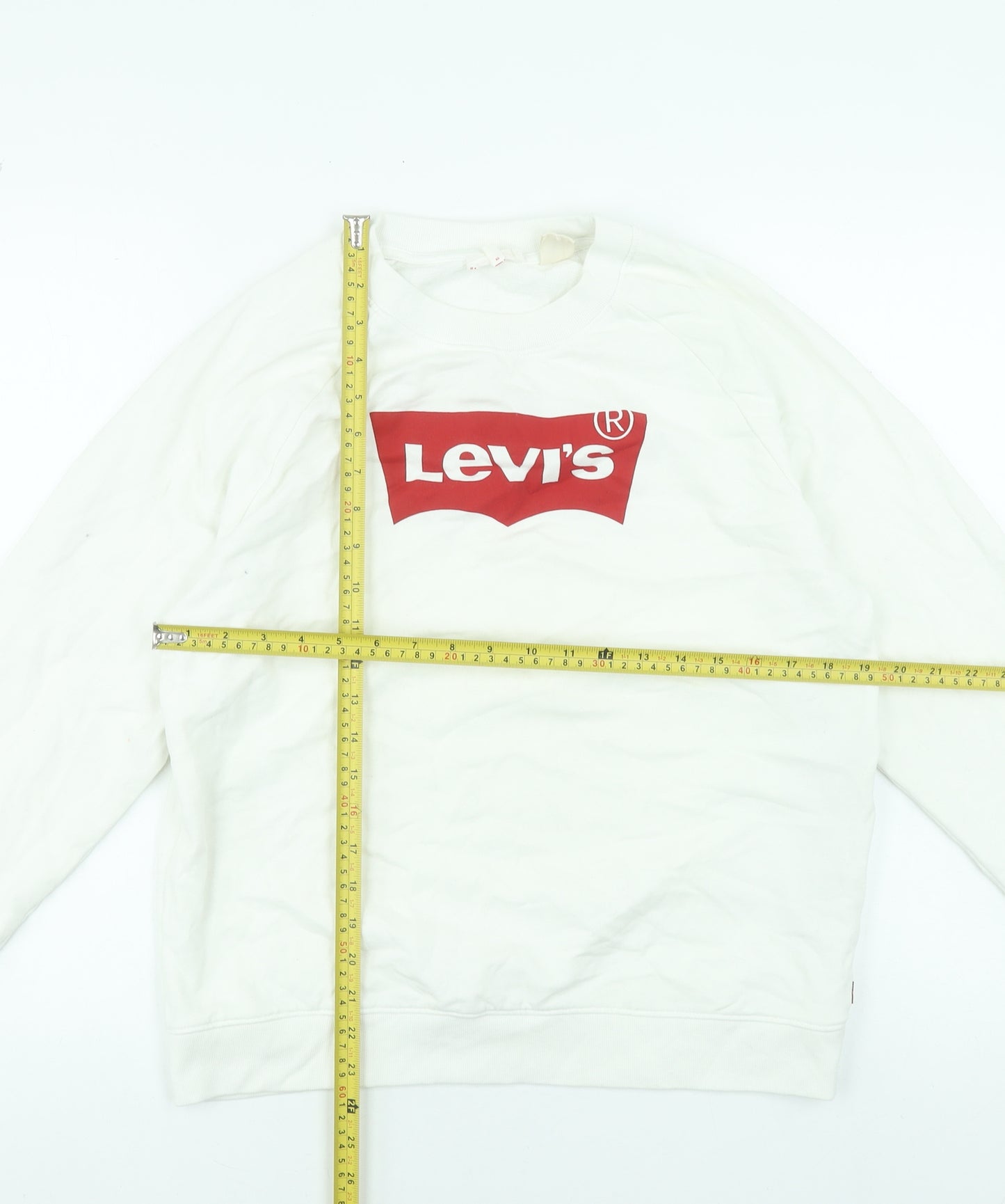 Levi's Women's White Logo Crew Neck Pullover Sweatshirt M