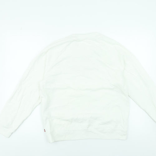 Levi's Women's White Logo Crew Neck Pullover Sweatshirt M