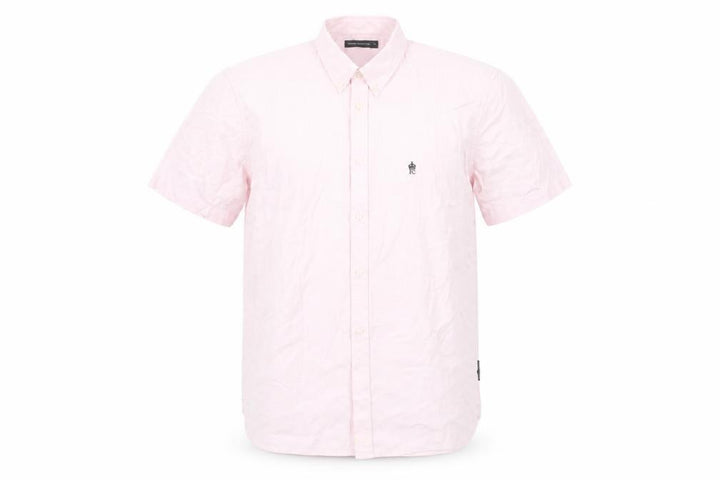 French Connection Men's Pink XL Button-Down Short Sleeve Cotton Shirt