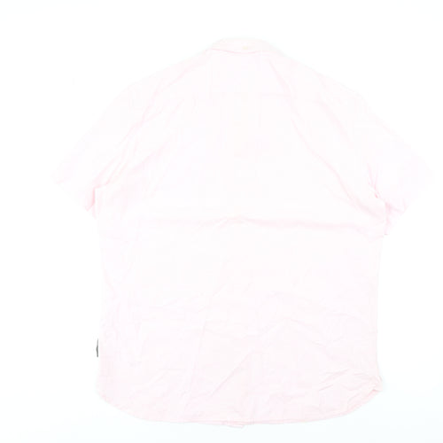 French Connection Men's Pink XL Button-Down Short Sleeve Cotton Shirt