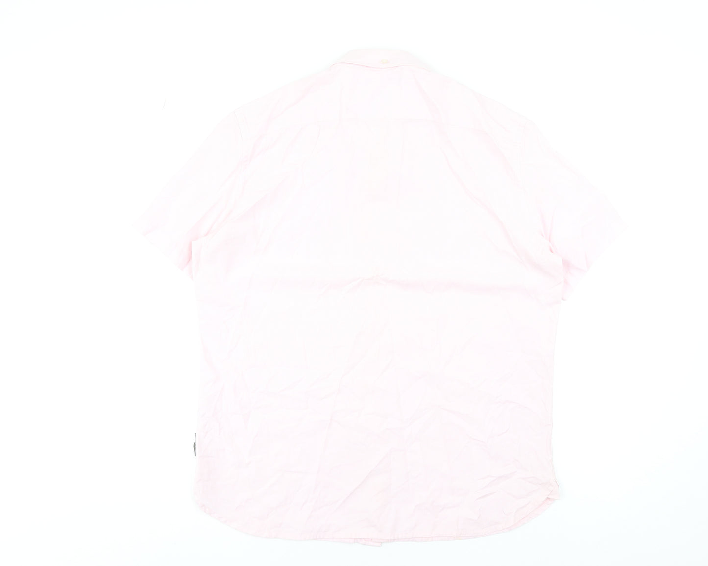 French Connection Men's Pink XL Button-Down Short Sleeve Cotton Shirt