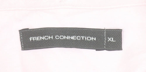 French Connection Men's Pink XL Button-Down Short Sleeve Cotton Shirt