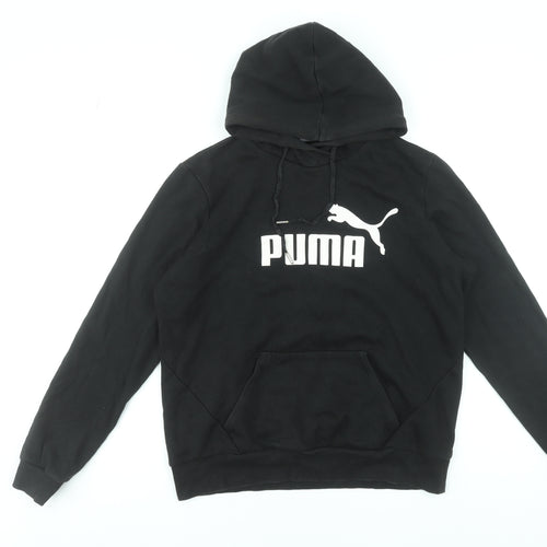 Puma Womens Black Pullover Hoodie Size 14 Cotton Blend Logo