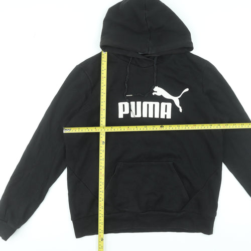 Puma Womens Black Pullover Hoodie Size 14 Cotton Blend Logo