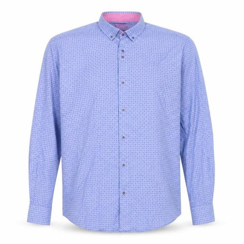 6th Sense Men's Blue Geometric Egyptian Cotton Formal Shirt XL