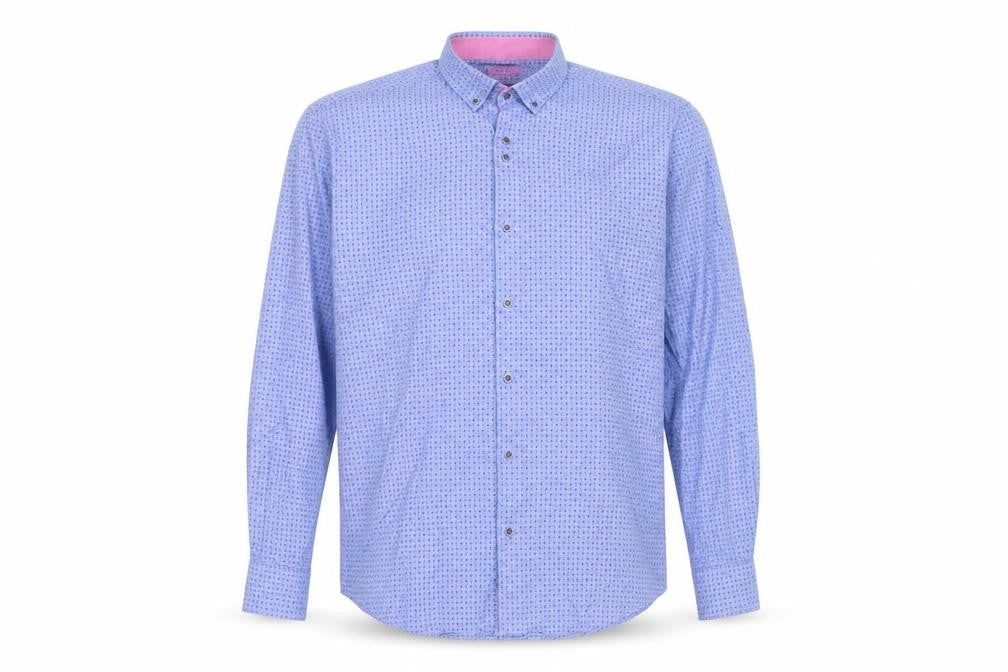 6th Sense Men's Blue Geometric Egyptian Cotton Formal Shirt XL