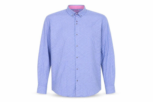 6th Sense Men's Blue Geometric Egyptian Cotton Formal Shirt XL
