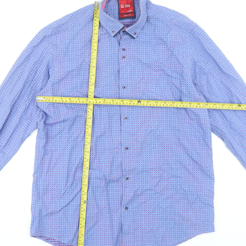 6th Sense Men's Blue Geometric Egyptian Cotton Formal Shirt XL
