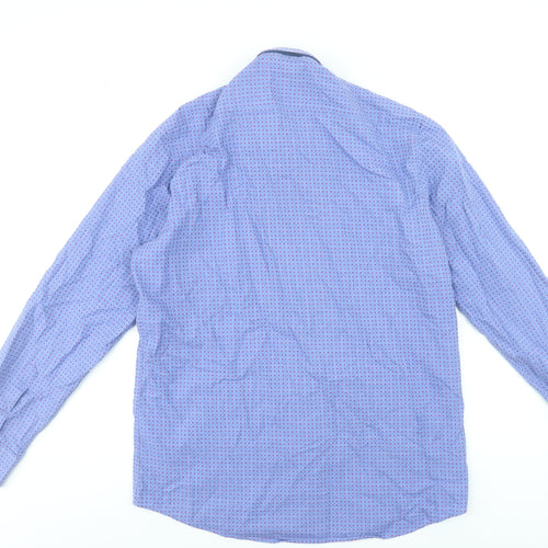 6th Sense Men's Blue Geometric Egyptian Cotton Formal Shirt XL