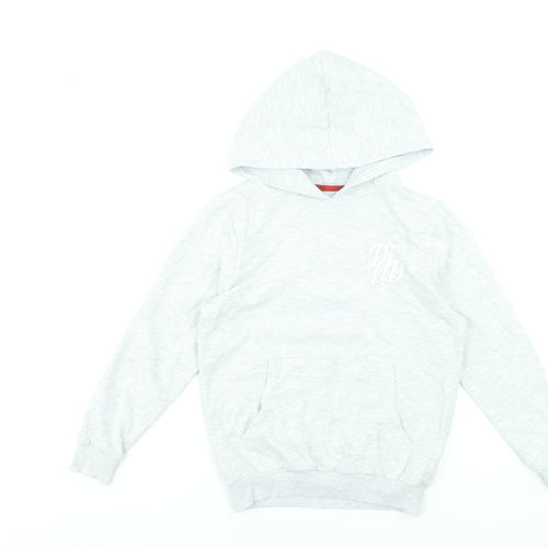 DFND Boys Grey Pullover Hoodie 11-12 Years Cotton Blend Logo Sweatshirt