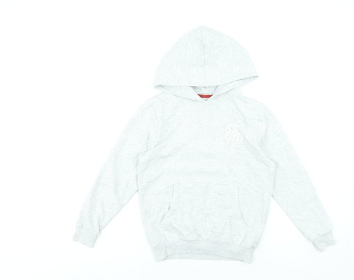 DFND Boys Grey Pullover Hoodie 11-12 Years Cotton Blend Logo Sweatshirt