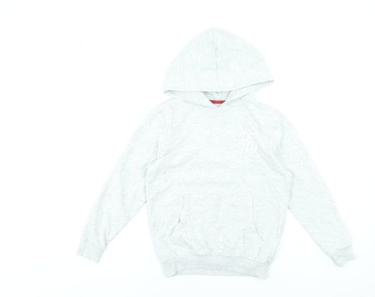 DFND Boys Grey Pullover Hoodie 11-12 Years Cotton Blend Logo Sweatshirt