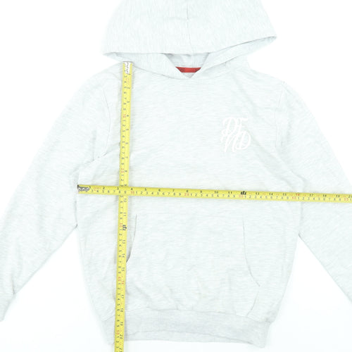 DFND Boys Grey Pullover Hoodie 11-12 Years Cotton Blend Logo Sweatshirt