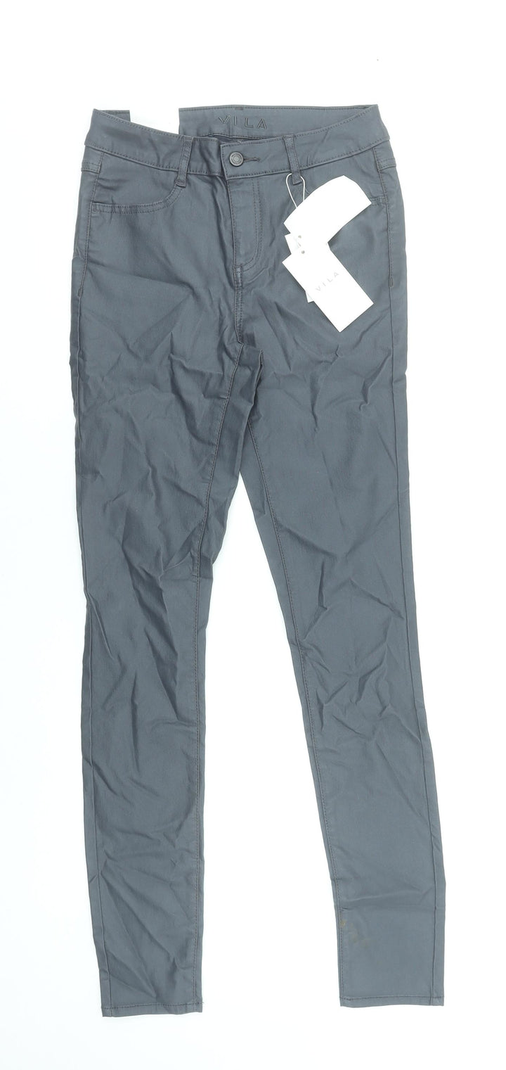 VILA Womens Grey Skinny Jeans Size 12 Stretch Coated Viscose Blend