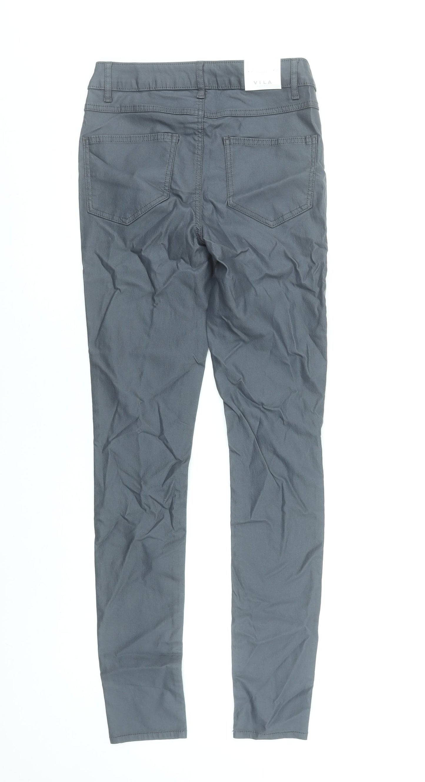 VILA Womens Grey Skinny Jeans Size 12 Stretch Coated Viscose Blend
