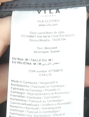 VILA Womens Grey Skinny Jeans Size 12 Stretch Coated Viscose Blend