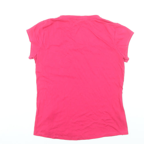 LA Gear Womens Pink Short Sleeve V-Neck Basic T-Shirt Size 14