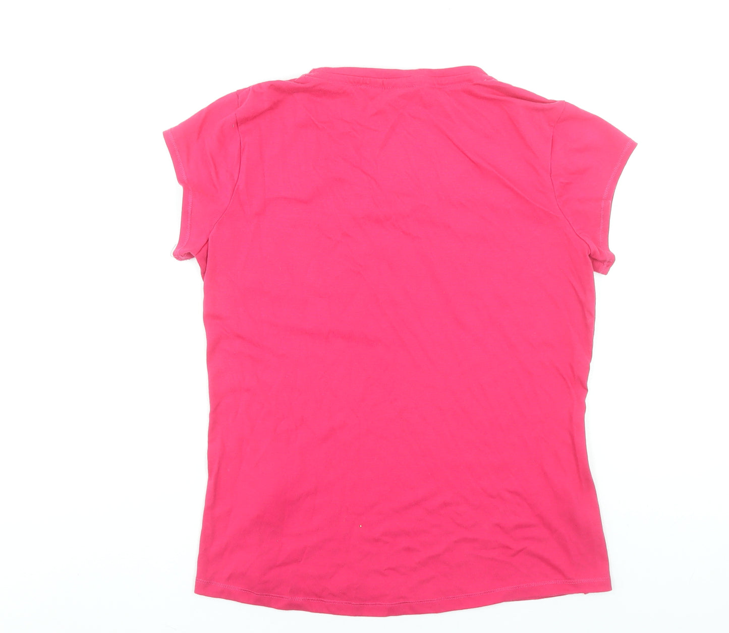 LA Gear Womens Pink Short Sleeve V-Neck Basic T-Shirt Size 14