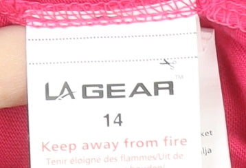 LA Gear Womens Pink Short Sleeve V-Neck Basic T-Shirt Size 14