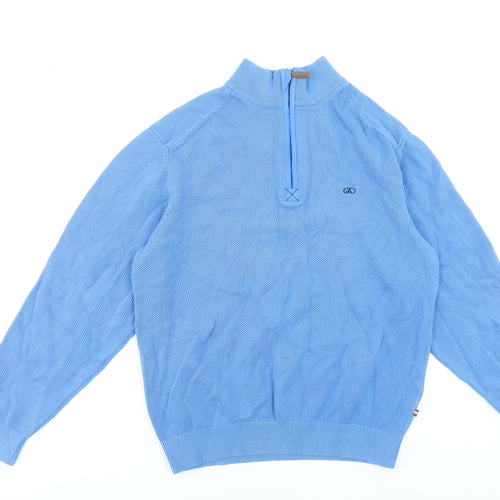 André Jeanswear Men's Blue Cotton 1/2 Zip Knit Sweatshirt Size L