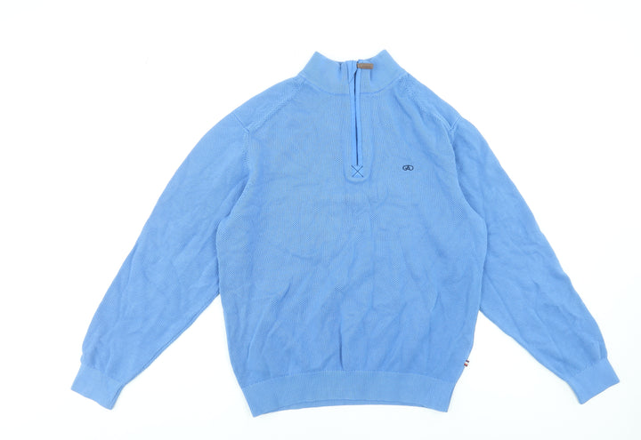André Jeanswear Men's Blue Cotton 1/2 Zip Knit Sweatshirt Size L
