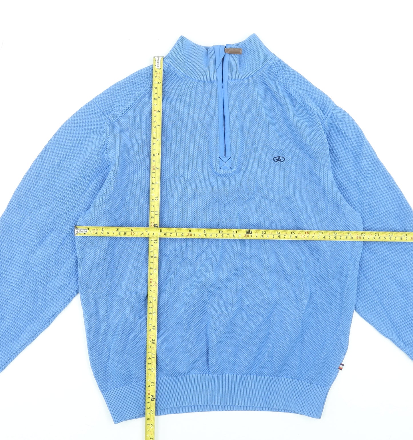 André Jeanswear Men's Blue Cotton 1/2 Zip Knit Sweatshirt Size L