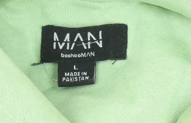 boohooMAN Men's Green Pullover Hoodie Size L Regular Fit