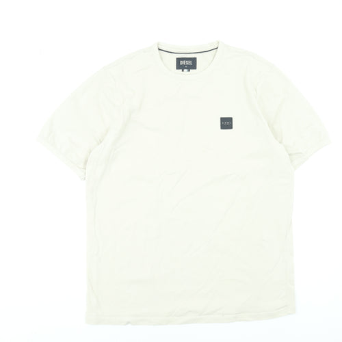Diesel Men's Beige XL Crew Neck Cotton Short Sleeve T-Shirt