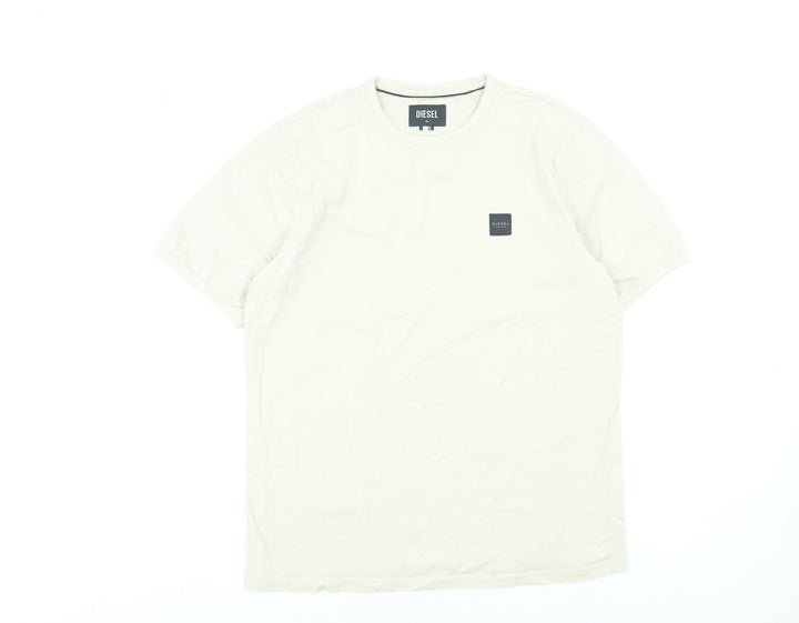 Diesel Men's Beige XL Crew Neck Cotton Short Sleeve T-Shirt