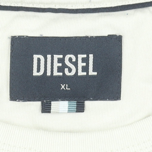 Diesel Men's Beige XL Crew Neck Cotton Short Sleeve T-Shirt