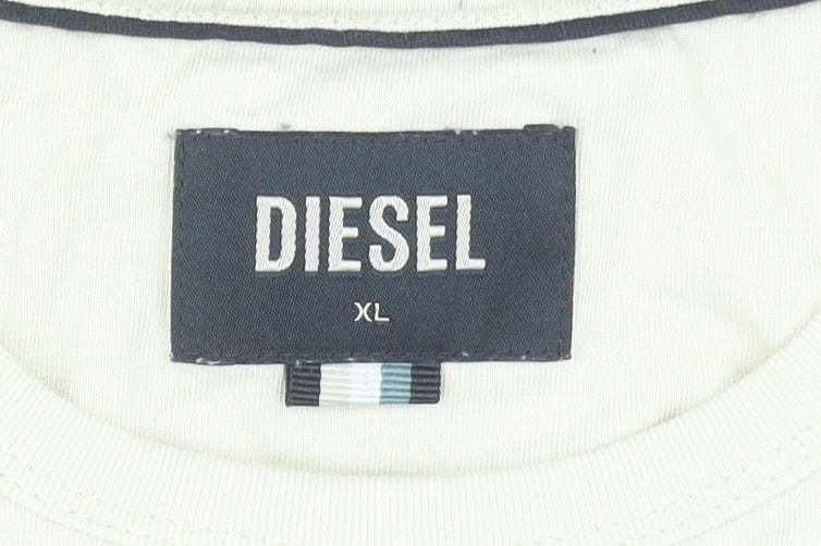 Diesel Men's Beige XL Crew Neck Cotton Short Sleeve T-Shirt