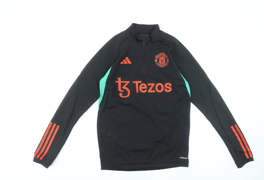 Adidas Mens Black S Slim Fit Manchester United 1/4 Zip Training Top
