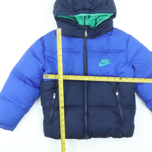 Nike Boys Blue Puffer Jacket Hooded 5-6 Years Winter Coat