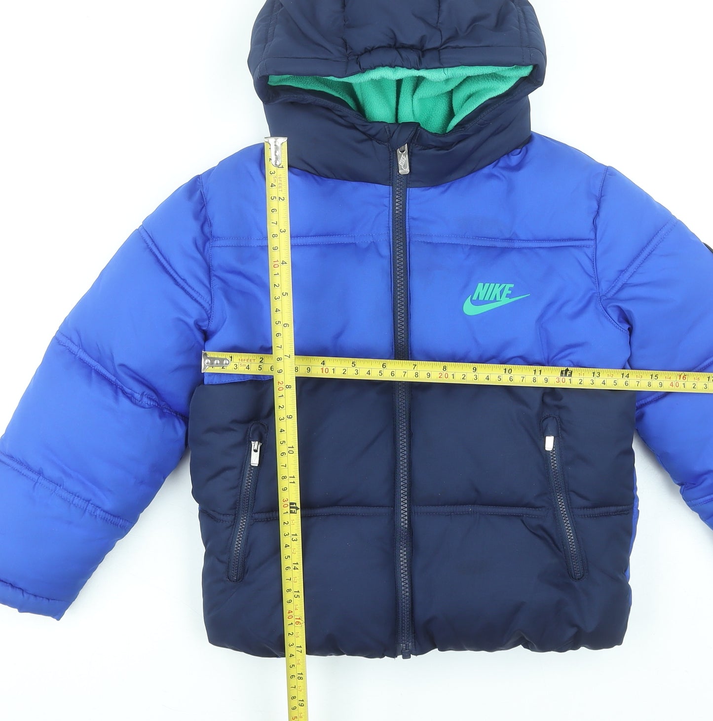 Nike Boys Blue Puffer Jacket Hooded 5-6 Years Winter Coat