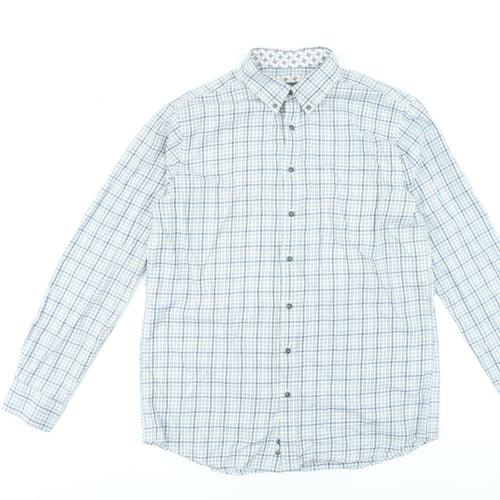 Scotland Blue Men's Blue Check Long Sleeve Cotton Dress Shirt Size 16.5