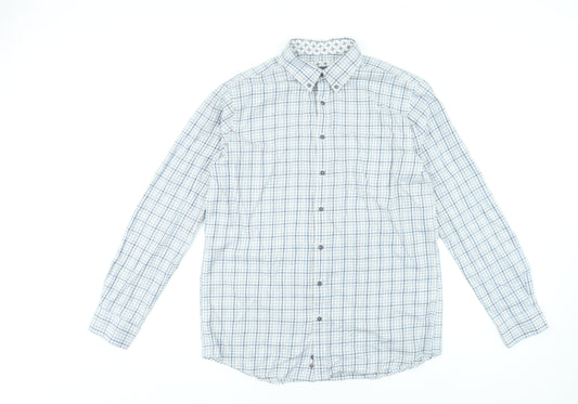 Scotland Blue Men's Blue Check Long Sleeve Cotton Dress Shirt Size 16.5
