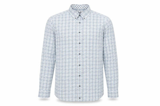 Scotland Blue Men's Blue Check Long Sleeve Cotton Dress Shirt Size 16.5