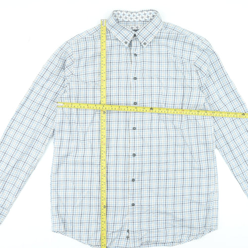 Scotland Blue Men's Blue Check Long Sleeve Cotton Dress Shirt Size 16.5