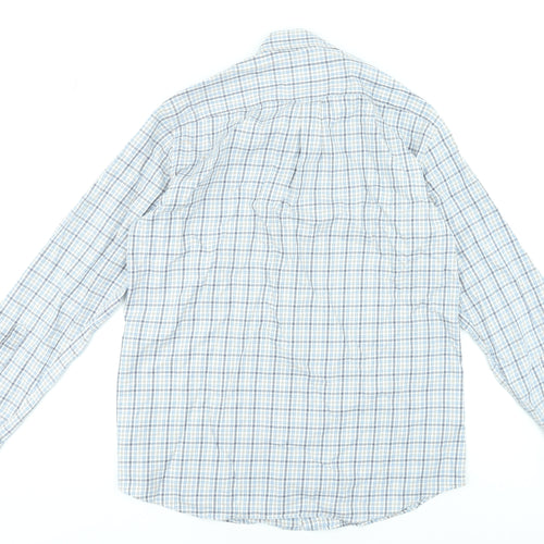 Scotland Blue Men's Blue Check Long Sleeve Cotton Dress Shirt Size 16.5