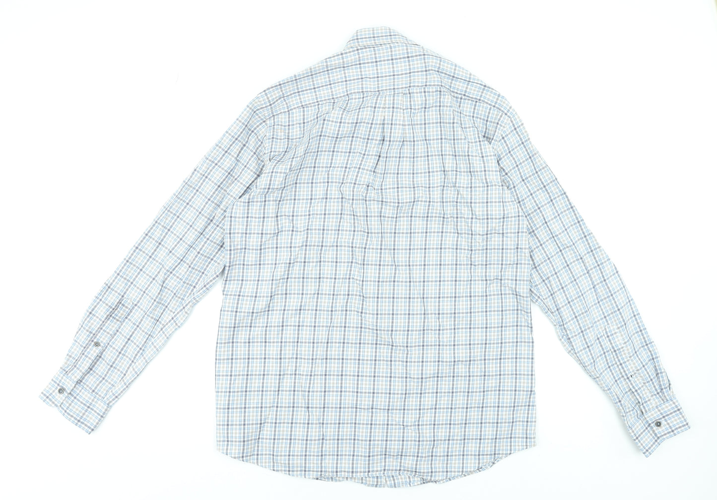 Scotland Blue Men's Blue Check Long Sleeve Cotton Dress Shirt Size 16.5