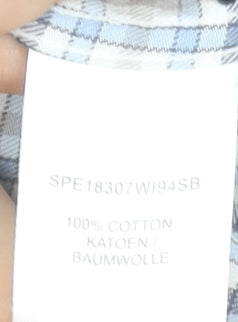 Scotland Blue Men's Blue Check Long Sleeve Cotton Dress Shirt Size 16.5