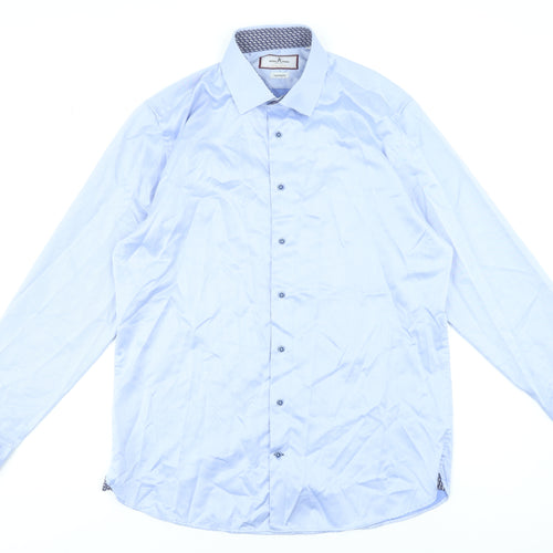 Herbie Frogg Men's Blue 17 Slim Fit Long Sleeve Dress Shirt