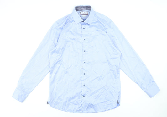 Herbie Frogg Men's Blue 17 Slim Fit Long Sleeve Dress Shirt