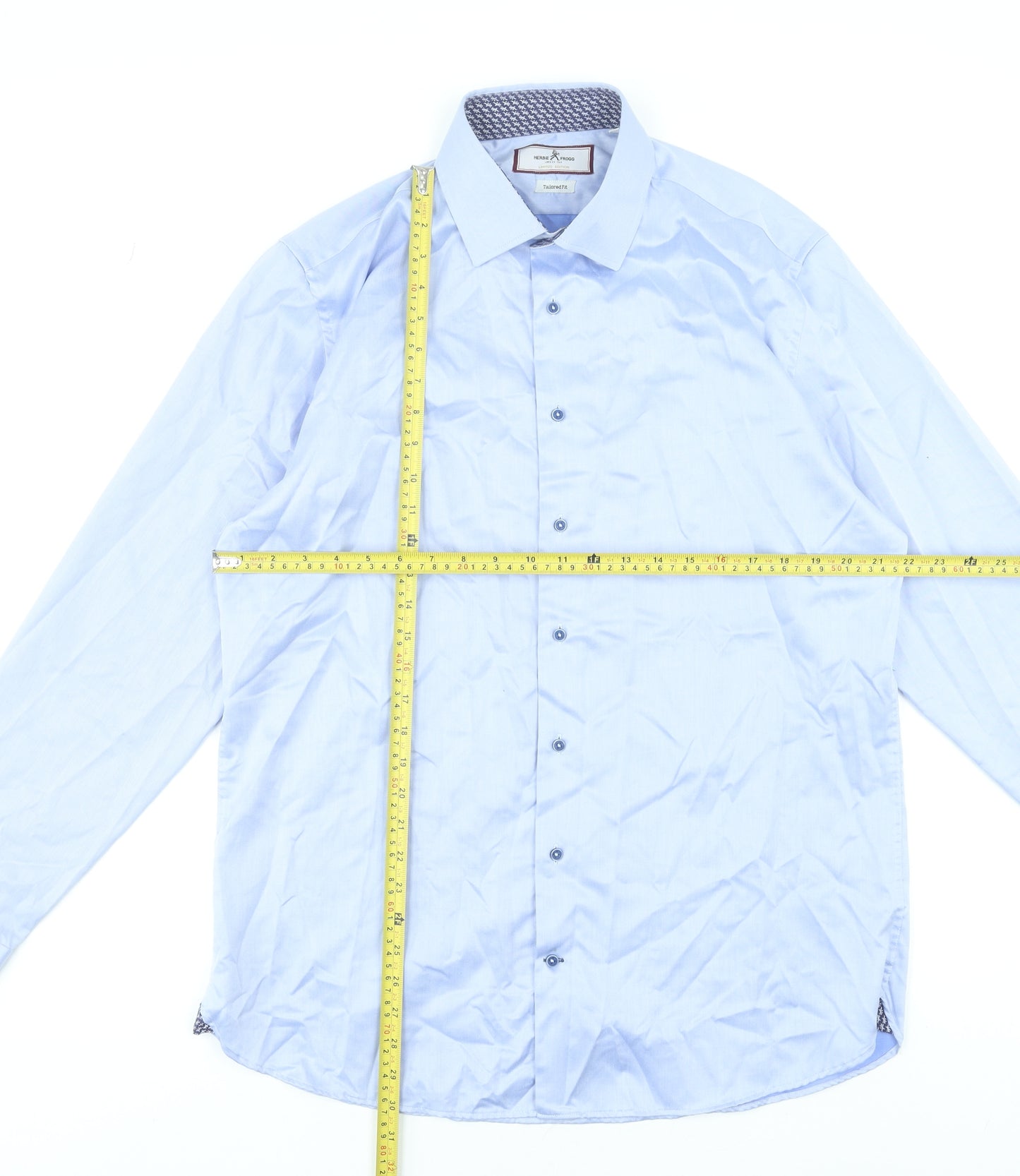 Herbie Frogg Men's Blue 17 Slim Fit Long Sleeve Dress Shirt