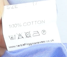 Herbie Frogg Men's Blue 17 Slim Fit Long Sleeve Dress Shirt