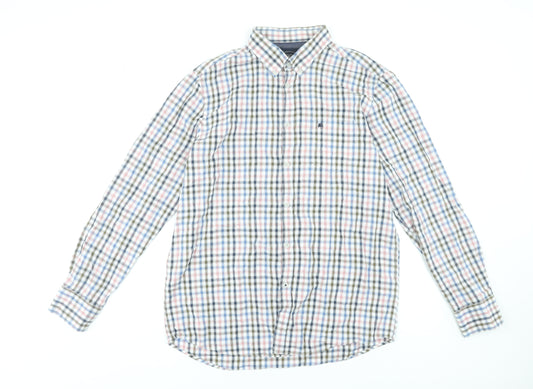 Lerros Men's Multicoloured Check Cotton Long Sleeve Dress Shirt L