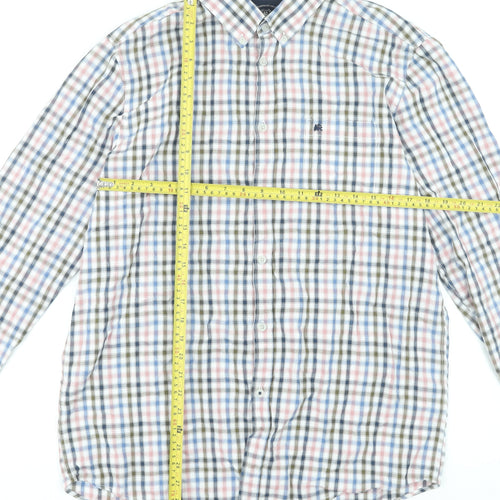 Lerros Men's Multicoloured Check Cotton Long Sleeve Dress Shirt L