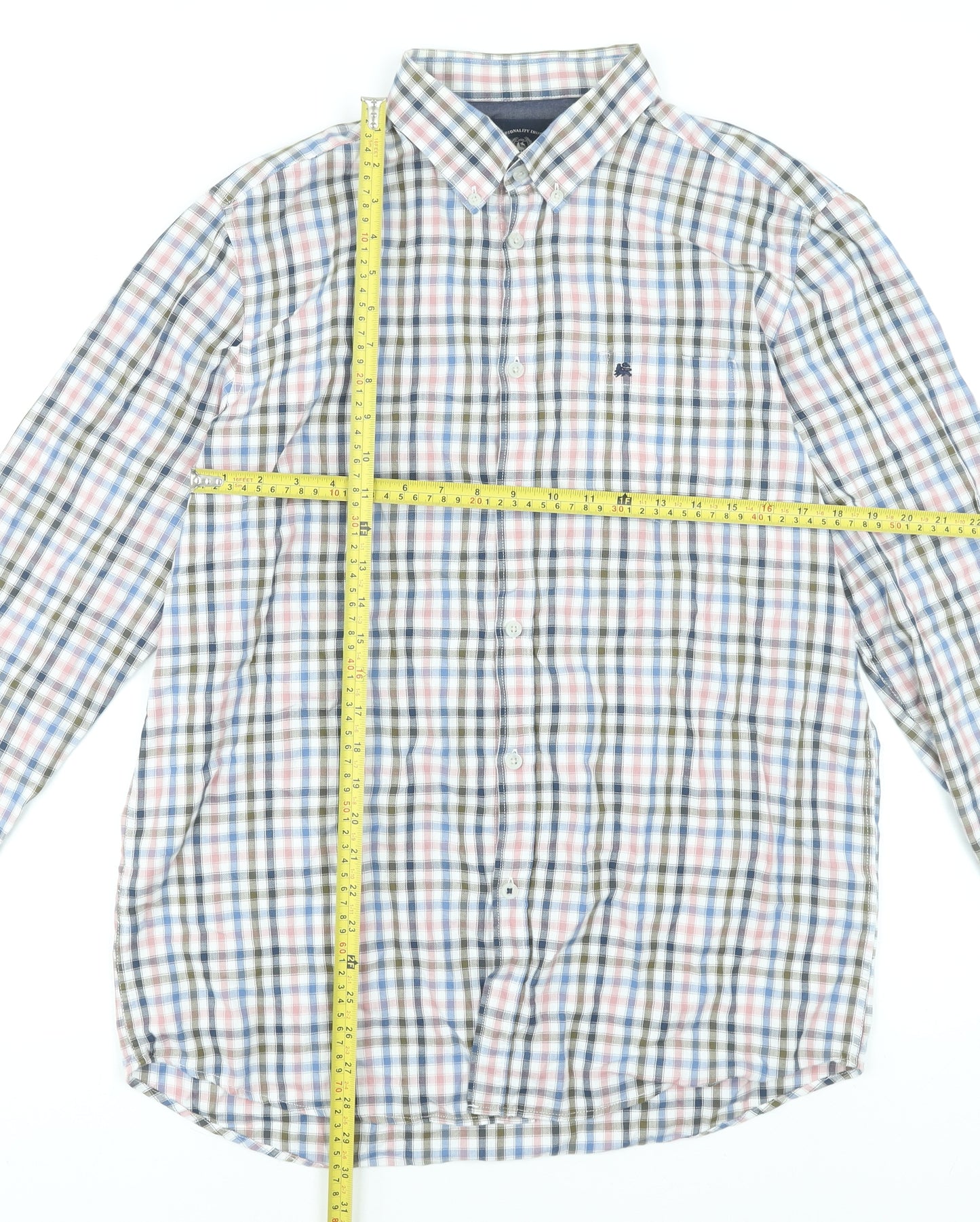 Lerros Men's Multicoloured Check Cotton Long Sleeve Dress Shirt L